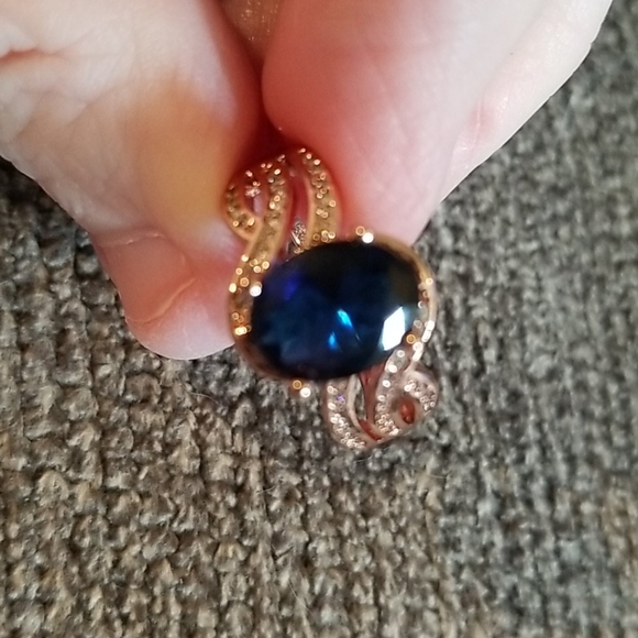 Solid 925 SS 5.0 ctw Blue Sapphire and Diamonique - Picture 8 of 12